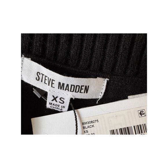 NEW STEVE MADDEN Black Viscose V-Neck Pullover Sweater Dress Size XS - Picture 3 of 6